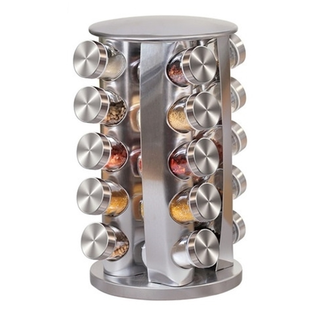 Porta Temperos Condimentos 20 Potes Giratorio Redondo Inox