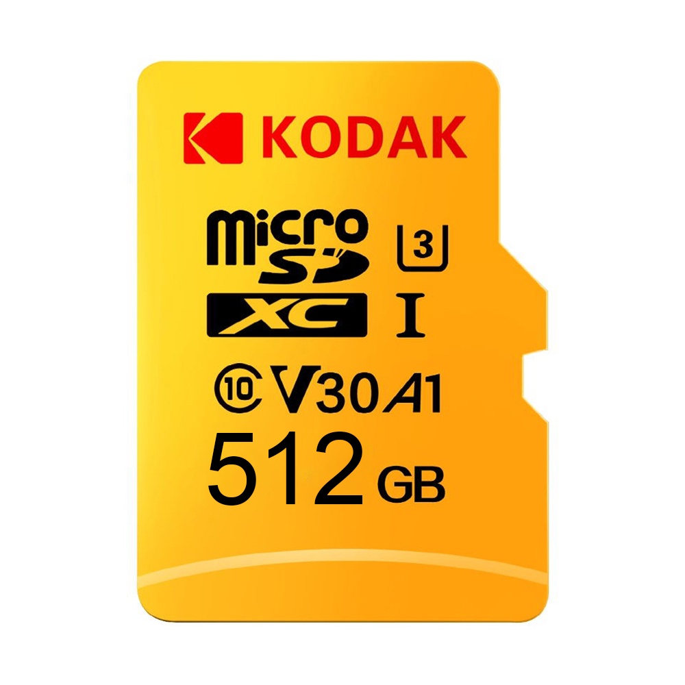 Cartão De Memória Kodak Micro SD 32GB/64GB/128GB/256GB/512GB TF U3 A1 V30 100MB/s Velocidade De Leitura 4K Gravação De Vídeo