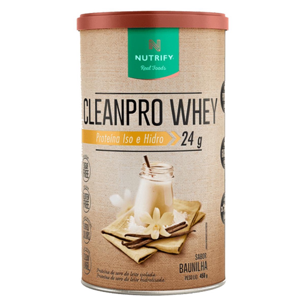 CleanPro Whey Protein Isolado Hidrolisado Clean Label Baunilha 450g – Nutrify