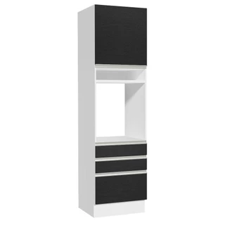 Torre Quente Armário de Cozinha 60 cm 1 Porta 3 Gavetas Branco/Preto Glamy Madesa em Oferta na Shopee