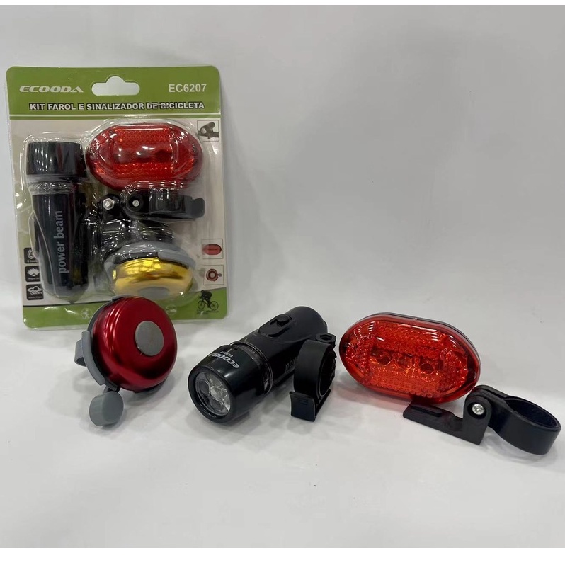 Kit Lanterna Farol Sinalizador Traseiro Para Bike Bicicleta Led Buzina Shopee Brasil