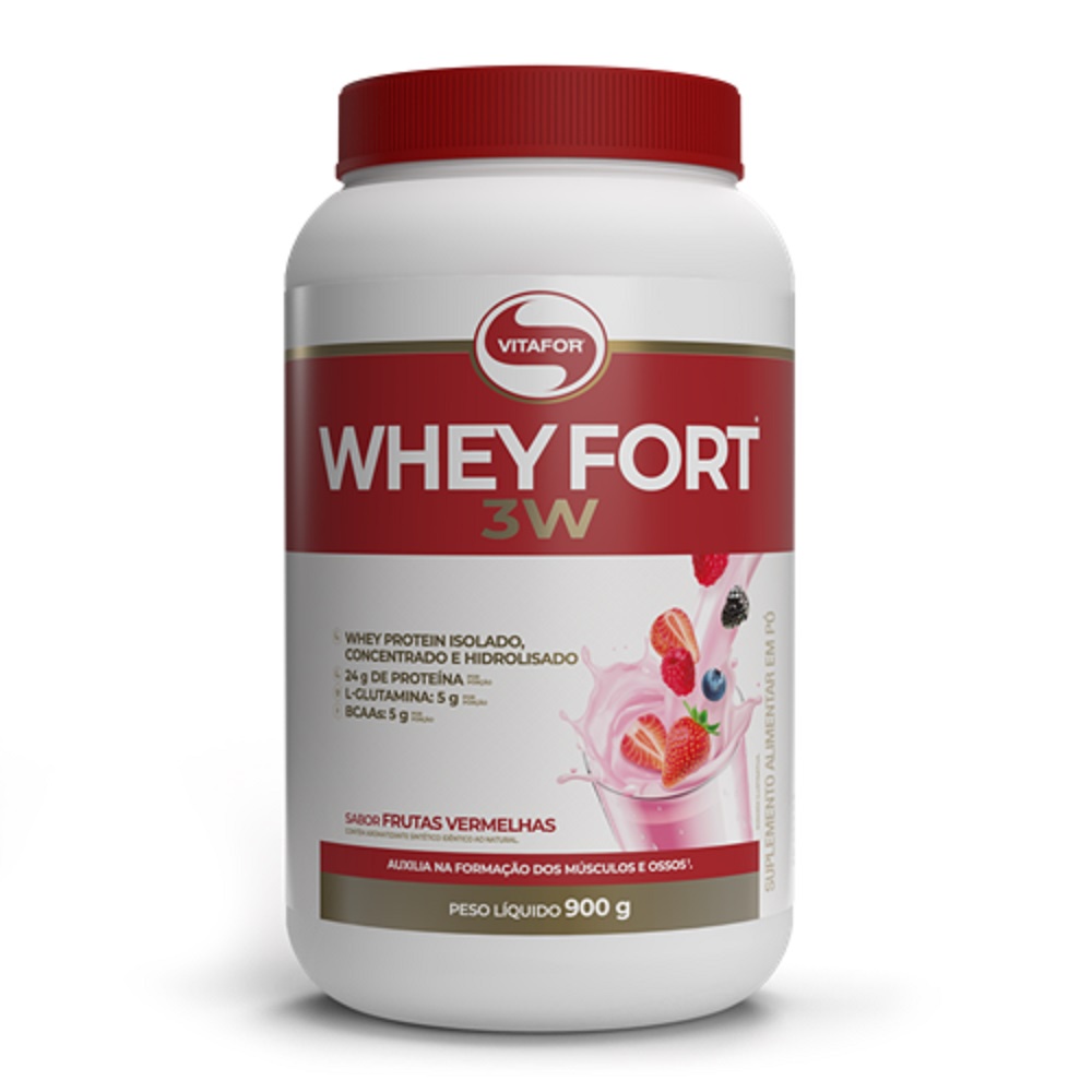 Whey Fort 3W 900g Frutas Vermelhas – Vitafor