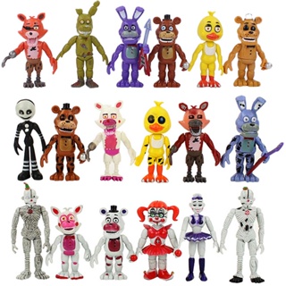 6pçs Jogo FNAF Brinquedo Bonnie Foxy Fazbear Urso Freddy Ação Bonecos Cinco  Noturno Com Luz Para Crianças