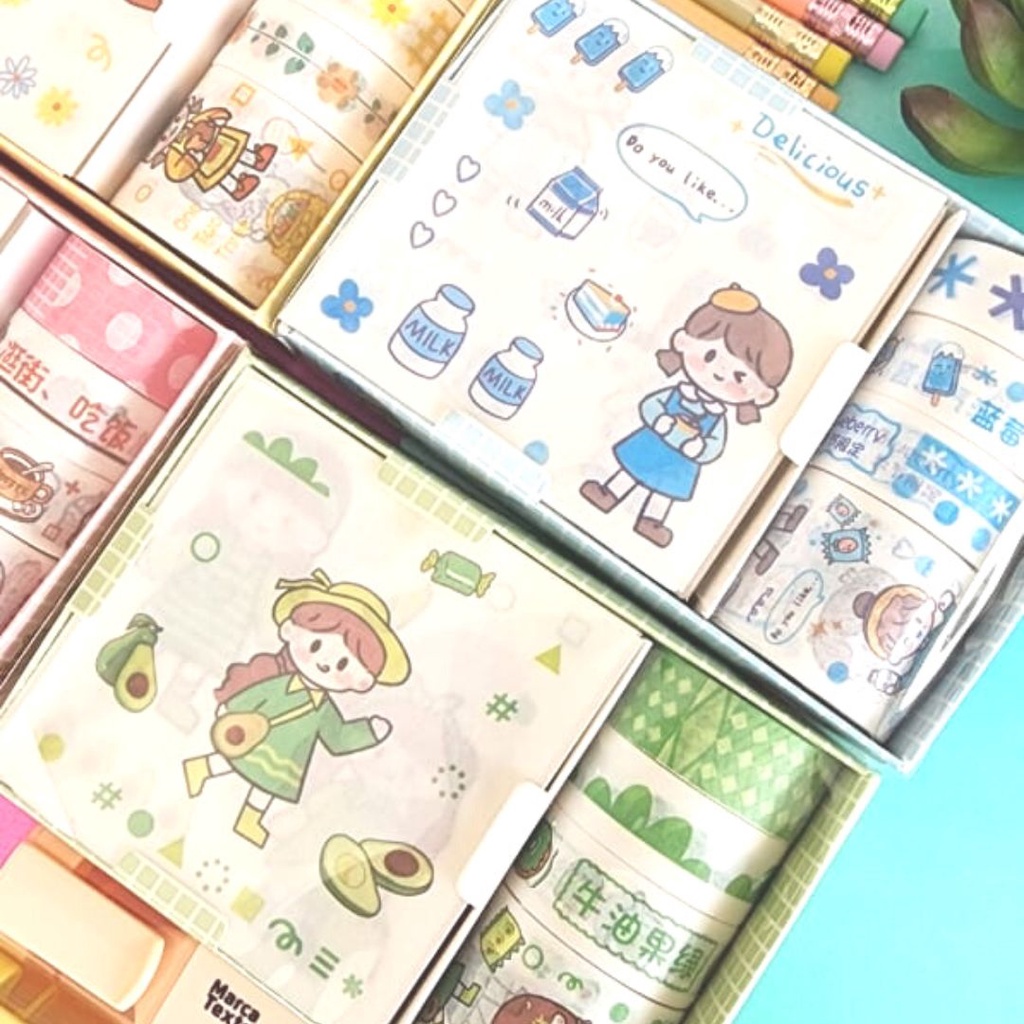 CAIXA KAWAII DE ADESIVOS E WASHI TAPE | Shopee Brasil