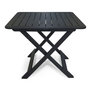 Mesa Dobrável Quadrada De Plástico Preta Multiuso Mesa de Bar Churrasqueira 80x72x70cm