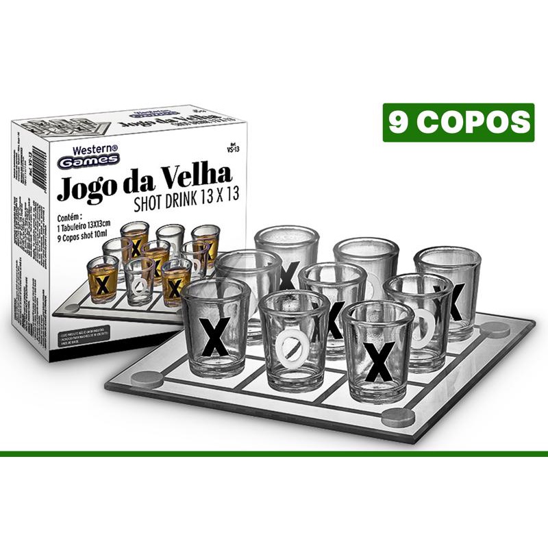 Jogo Da Velha 9 Copos Com Tabuleiro Decorativo Whisky Barato em