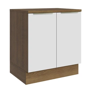 Balcão Madesa Lux 70 cm 2 Portas - Rustic/Branco Veludo (Com Tampo) em Oferta na Shopee