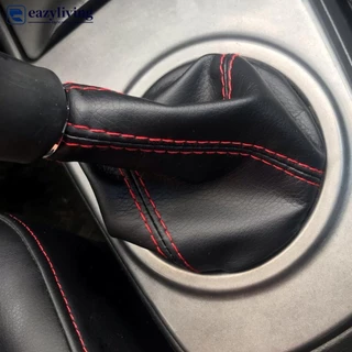 EAZYLIVING Universal Car Gear Shift Colarinho De Marcha De Fibra De Carbono Manual Do Carro Botão PU Capa De Couro Gaiter D6L5