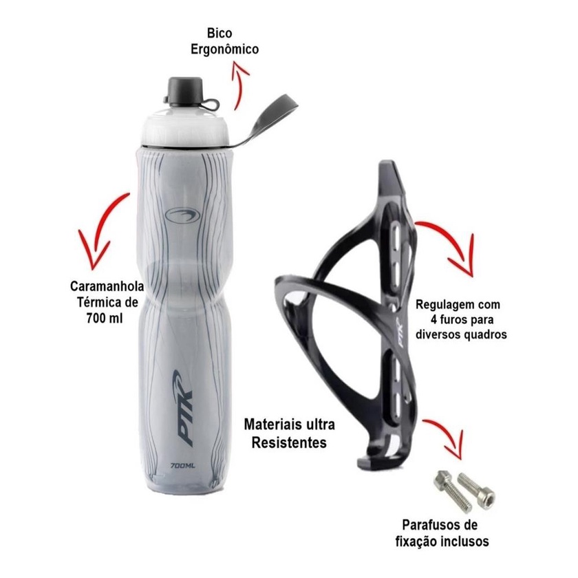 Garrafinha De Agua Bike Termica C/ Suporte Squeeze 700ml | Shopee Brasil