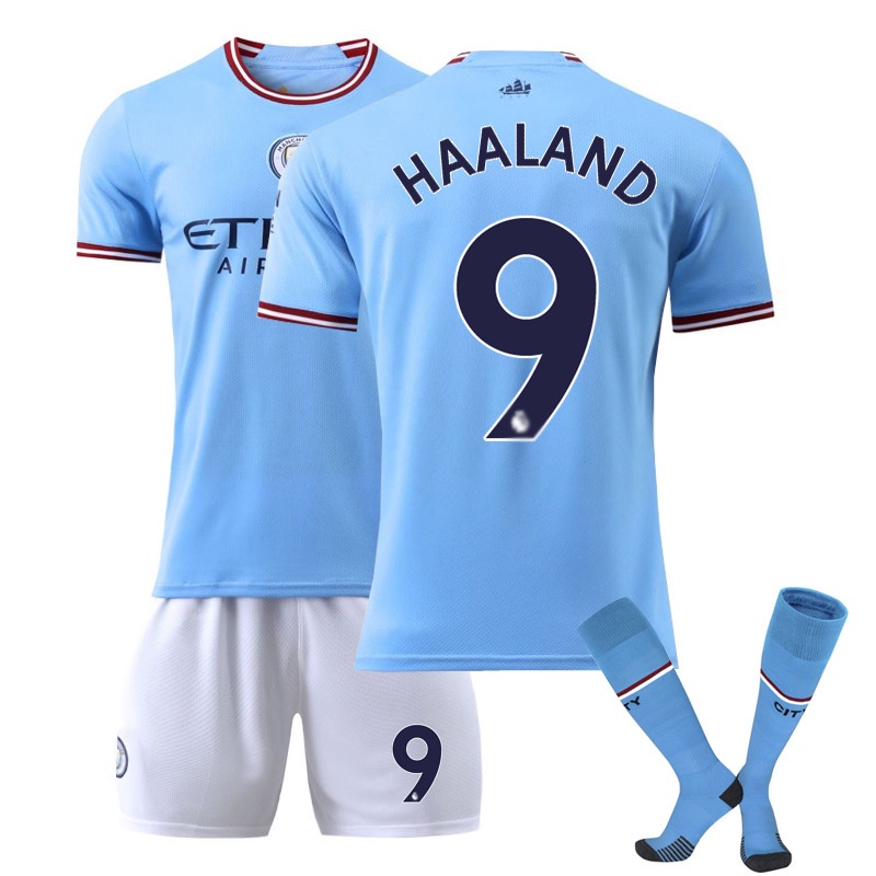 2223 Manchester City camisa 17 De Braúna em casa fora de casa, adulto 10 Agüero uniforme de futebol OHS1
