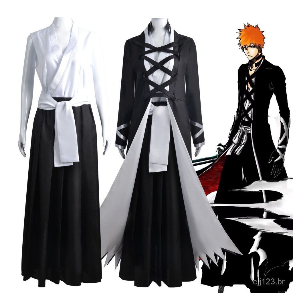[Em estoque] Roupas de cosplay de deus da morte Ichigo Kurosaki COS Manto de solução universal Ichigo Kurosaki Suchigo manto de capa longa cos TVQL