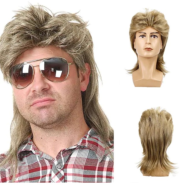 Perucas De Mullet Para Homens Dos Anos 80 Acessório De Festa Cosplay