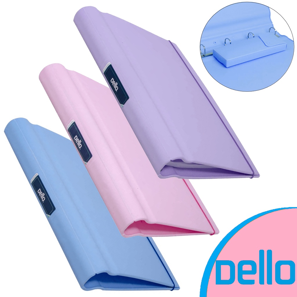 Caderno Fichário Argolado Injetado Pastel 04 Argolas + Estojo Dello