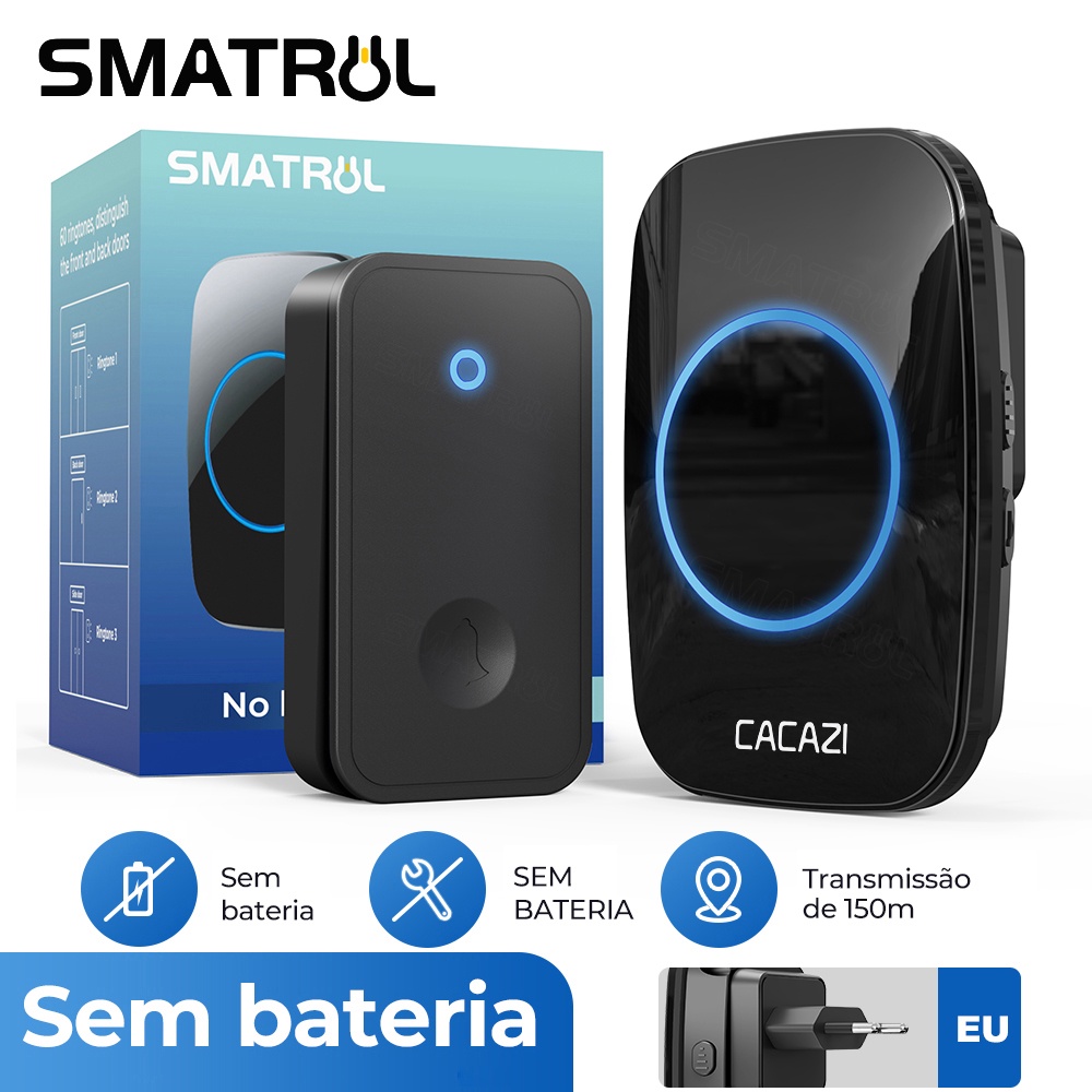 Rovf Cacazi Campainha De Porta Prova D Gua Sem Fio Alcance M Tomada Ue M Sica Casa