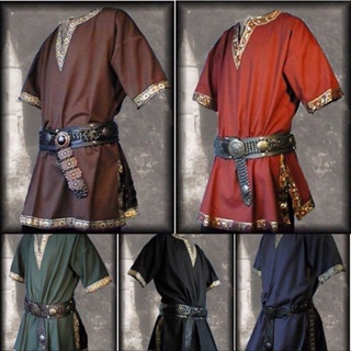 Fantasia de pirata viking, dia das bruxas, guerreiro medieval, roupa para  cosplay larga, larga, capacete masculino