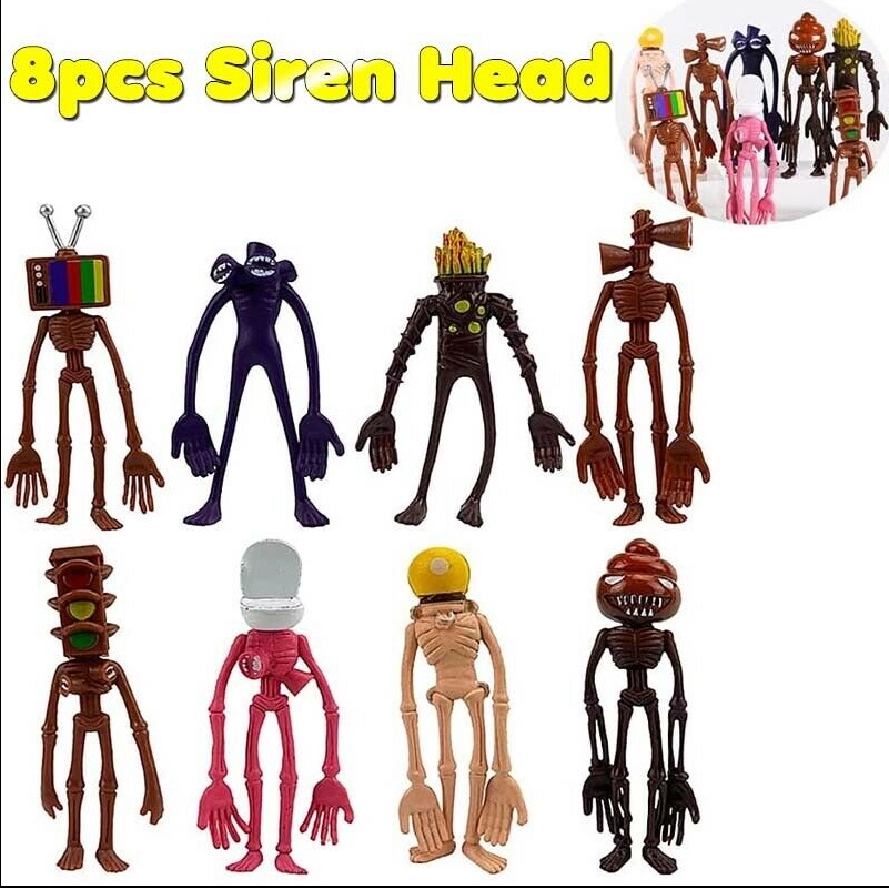 4pcs Siren Head Figure Set Siren Head Action Figure Monster Modelo  Brinquedo de plástico