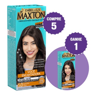 KIT COMPRE 5 TINTA DE CABELO MAXTON MORENA +ENCANTADORA CASTANHO 5.0 E GANHE 1