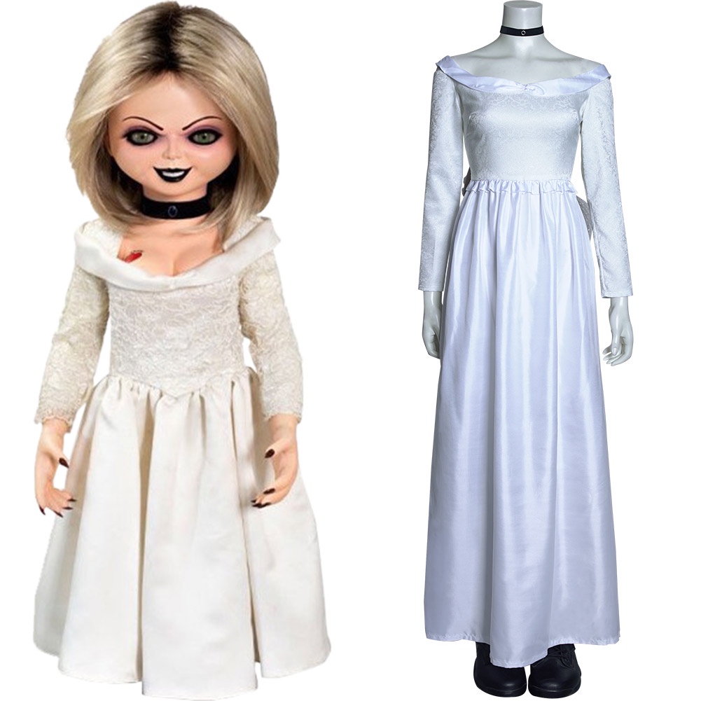 Noiva Da Chucky Tiffany Cosplay Fantasias Vestido Longo Traje De Halloween Carnaval