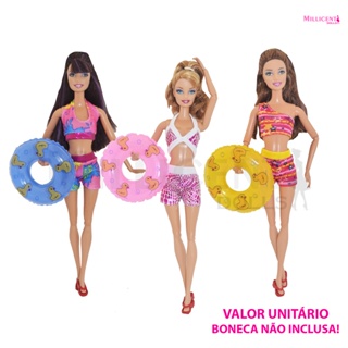 Biquíni P/ Boneca Barbie Maiô Roupa Banho + Boia Sapatos 06p