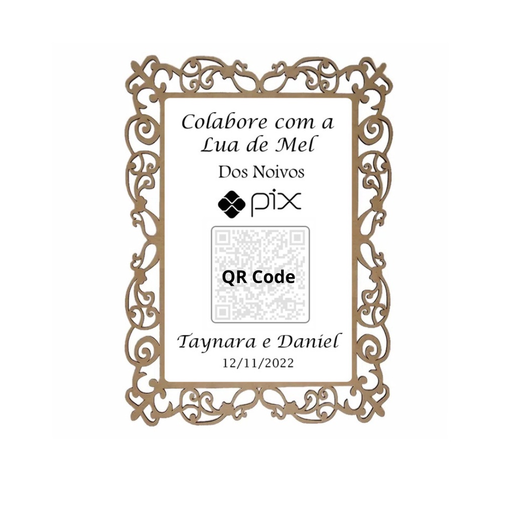 Pix Casamento Placa Em Mdf Qr Code Personaliz Vel Delicada Shopee Brasil