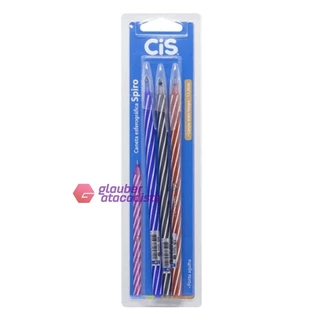 Caneta ponta fina 07mm Kit com 3 cores azul - preto - vermel