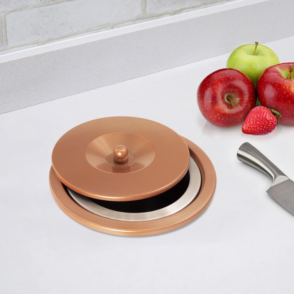 Lixeira Embutir Pia Cozinha Granito 3L Aluminio Rose Gold