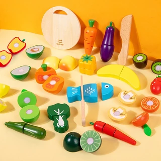 Simulação De Madeira Vegetais Frutas Crianças Novo Estilo Brincar Casa Corte Feliz Cozinha Bebê Conjunto Brinquedos Educativos