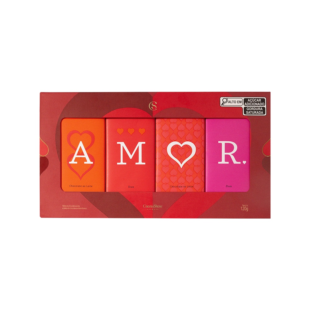 Caixa Tabletes Amor 120g Cacau Show