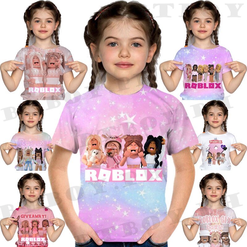 Camiseta T-shirt Menina Infantil Roblox Girls Video Game