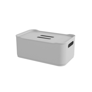 Cesta Organizadora com Tampa Grande Coza Fit 18,7 x 30,5 x 12,3 cm Cinza Frio