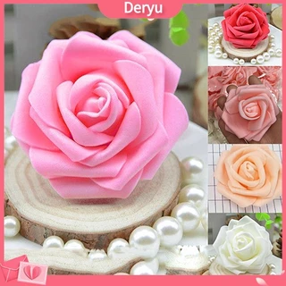 50Pcs Flores Artificiais Bouquet De Noiva Decoração Espuma Rosa Cabeças De
