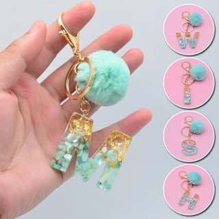letras resina chaveiro verde ouro concha borracha chaveiro bola pingente mochila presente perfeito em Oferta na Shopee