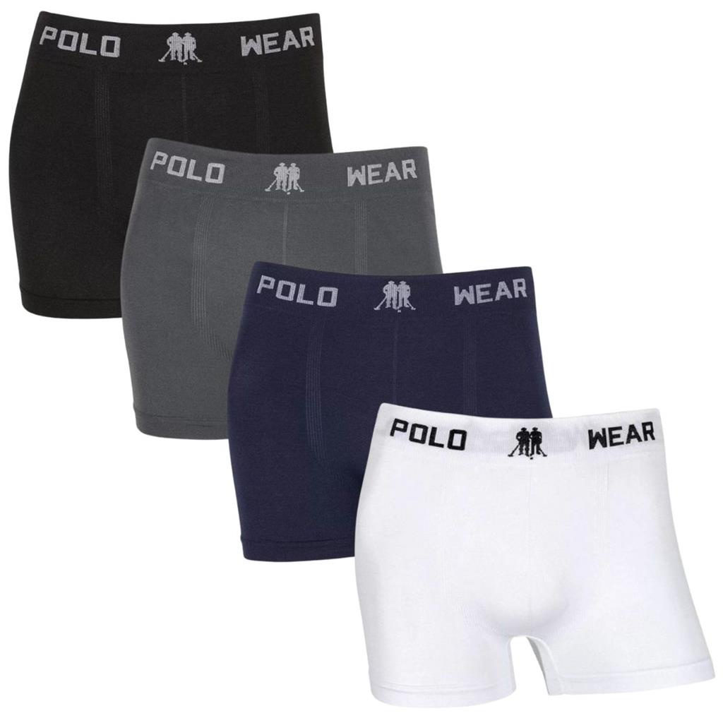 Kit 4 Cueca Boxer Masculina Polo Wear Cuecas Box Adulto Sem Costura Original