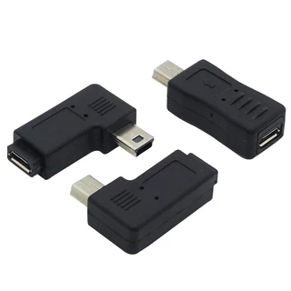 1pcs Adaptador Mini USB Macho Para Micro Fêmea 5Pin 90 Graus Conector Em Forma De L De Ângulo Reto Telefone Celular