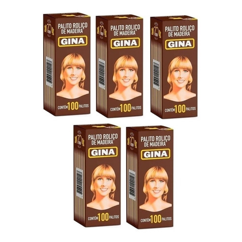 Kit 100 caixas de Palitos de Dentes Roliços de Madeira Gina 100 un