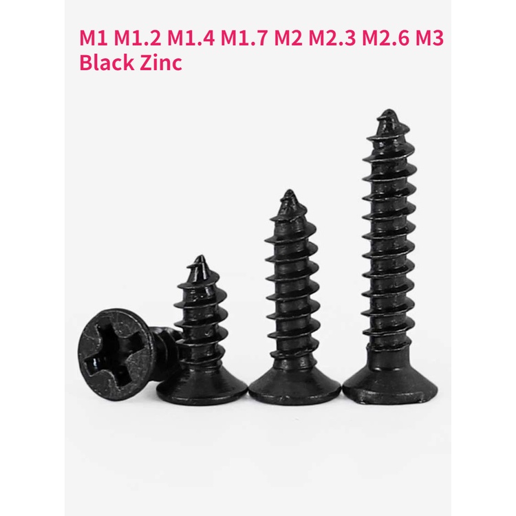 M1 M1 M1.2 M1.4 M1.7 M2 M2.3 M2.6 M3 Parafusos Auto-Roscantes De Cabeça Plana Phillips Parafuso De Madeira