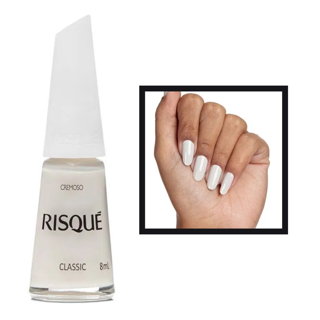 Esmalte Risque Classic Branco Cremoso Hipoalergenico 8ml | Shopee Brasil