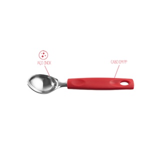 Colher Para Sorvete Brinox Asti 22,5 cm Vermelho