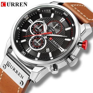 CURREN Relógio Original Masculino Casual Couro Simples Esportivo Quartzo Impermeável CR91 X