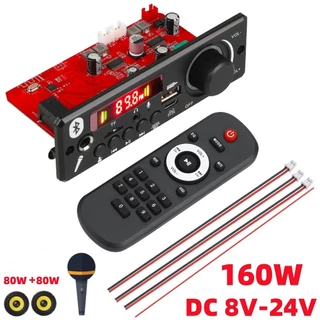 Amplificador De 160W Placa Decodificadora MP3 Bluetooth 2 * 80W 12V-24V 2A DIY MP3 Player Carro FM Módulo De Rádio TF USB Microfone Gravação Mãos-Livres Chamada