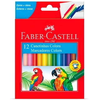 Canetinha Hidrográfica Ponta Média Cores Vivas Não Mancha 12 Cores Faber Castell em Oferta na Shopee