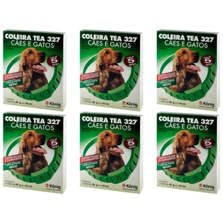 Coleira Antipulgas e Carapatos König Tea 327 - Porte Médio - 6 Unidades