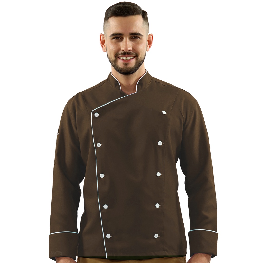 Dólmã Para Chef De Cozinha Cor Marrom Uniforme Unissex Para 