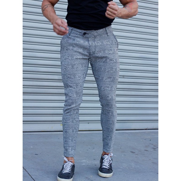Calça Alfaitaria Masculina Cropped Cós Transpassado Xadrez