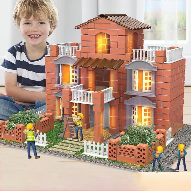 Brinquedo De Casa DIY Dollhouse Construção Modelo De Jogo De Cimento Simulação Mini Pilha Up Montagem De Tijolos Blocos De Kid Construtor Toy Gift