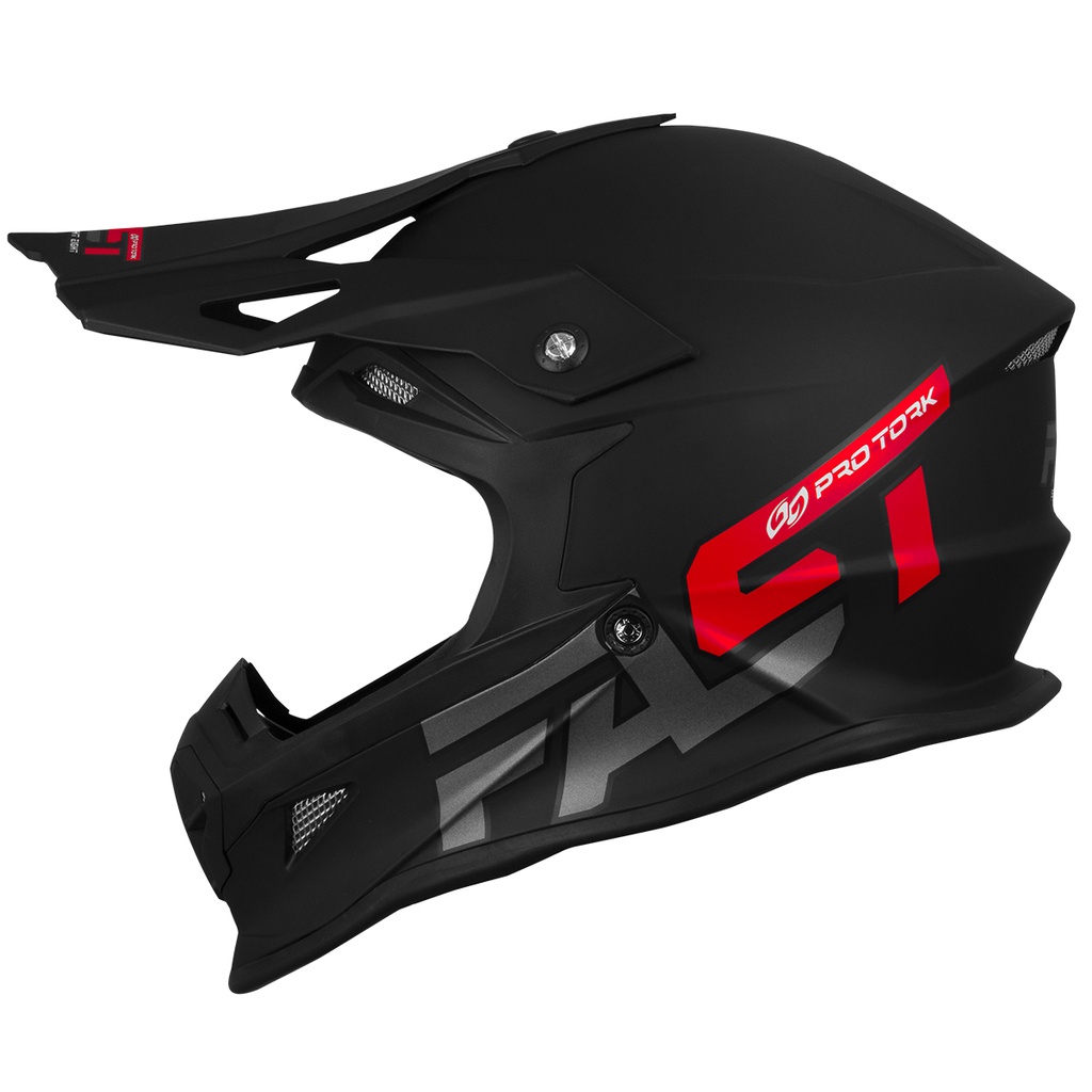 Capacete Motocross Pro Tork Fast 788 Solid Preto E Vermelho Tamanho 58