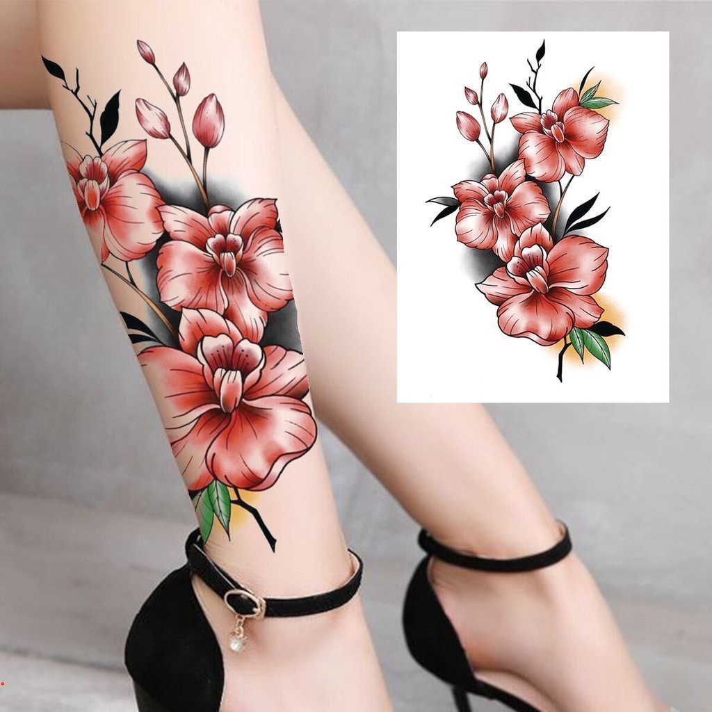 Imagem do produto Tatuagem Temporária 3D Flor De Aquarela Para Meninas Falsas Rosa Autocolante Borboleta Renda Sweatpea Flora Perna Tatoos 2