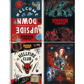 Kit Combo 2 Cadernos Stranger Things Espiral Universitário Capa Dura 1 Matéria 80 Folhas Tilibra
