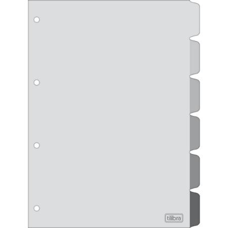 Divisórias Para Fichário Tamanho Universitário A4 Académie Cinza 4 Furos 6 Unid - Tilibra