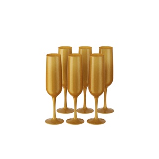 Kit Celebration Coza Com 6 Taças De Espumante Plástico Golden Glitter